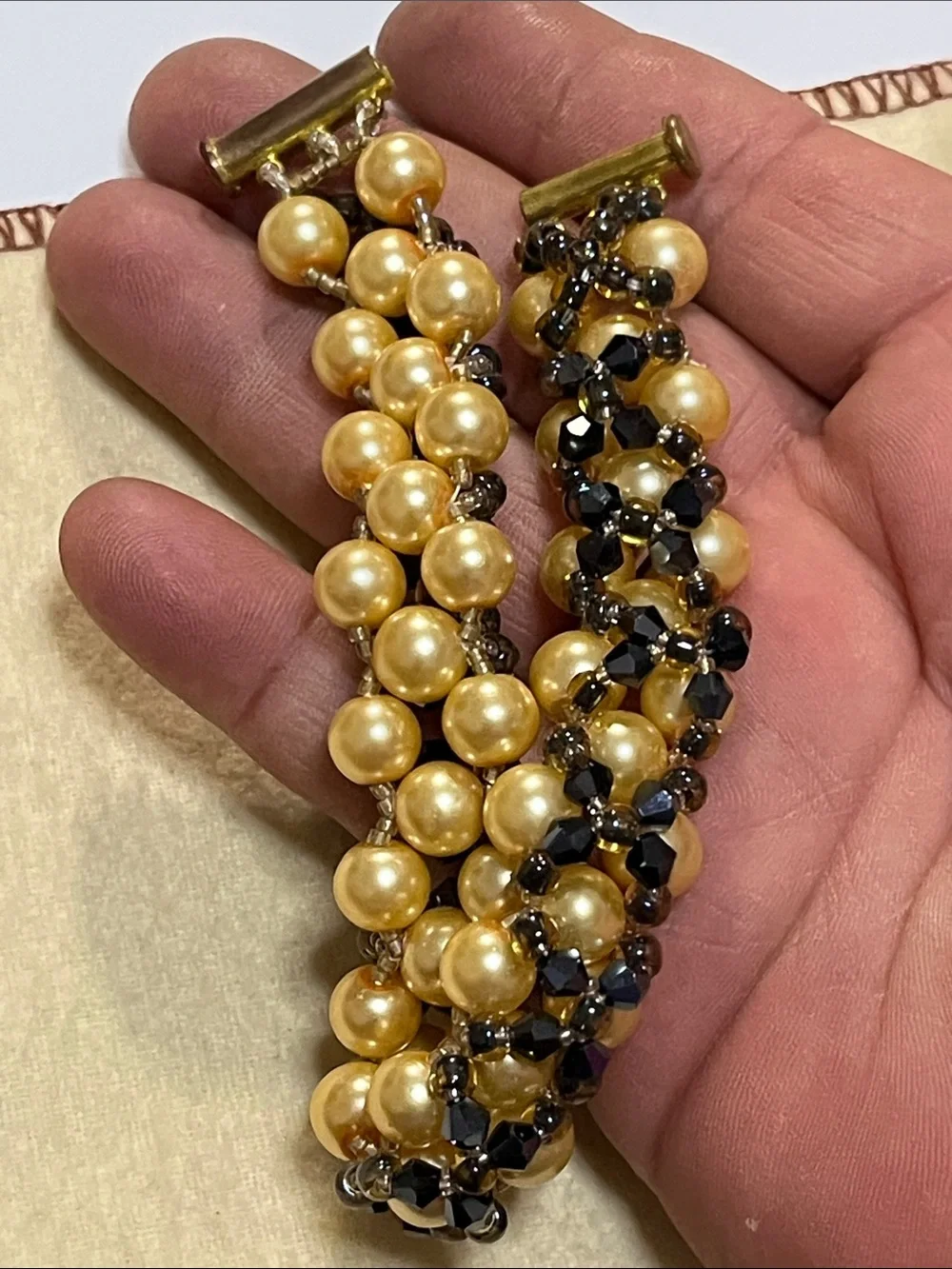 Glass pearls featuring black